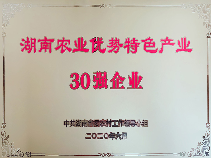 湖南農(nóng)業(yè)優(yōu)勢特色產(chǎn)品30強企業(yè)